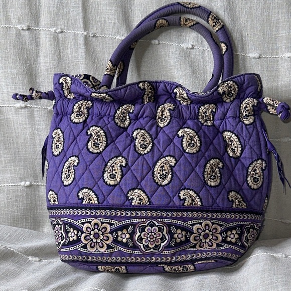 Vera Bradley Simply Violet Cinched Handbag Hobo Satchel Shoulder Bag Pre Loved - Picture 1 of 12